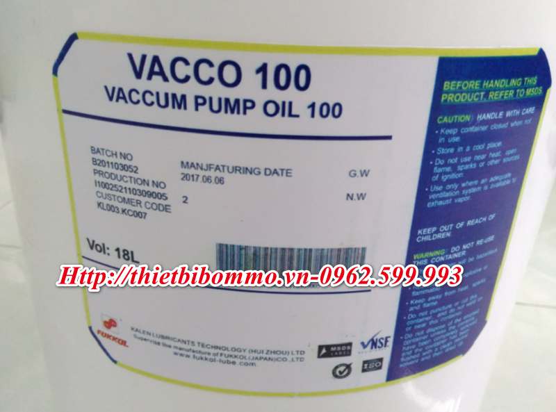 Dầu bơm chân không Vacuum Pump oil 100 và 5 Tính năng nổi bật