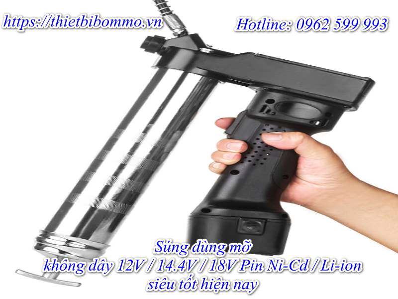 Súng dùng mỡ không dây 12V / 14.4V / 18V Pin Ni-Cd / Li-ion cùng 3 tính năng nổi bật