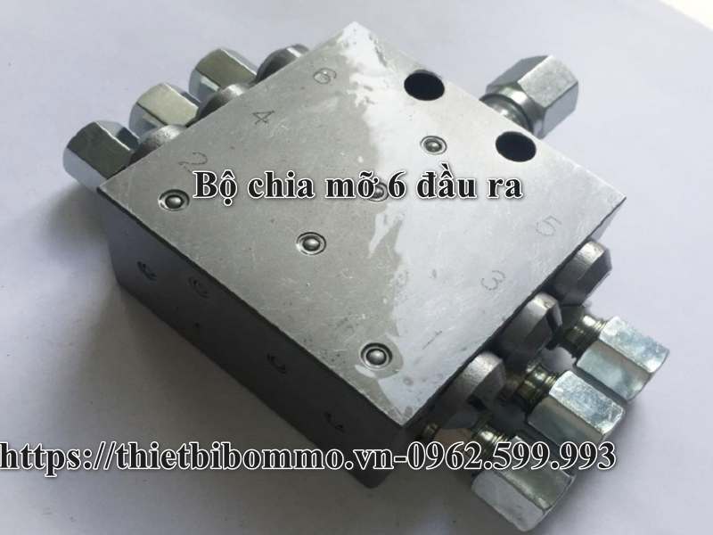 Bộ chia mỡ 6 đầu ra dành cho hệ thống bôi trơn mỡ tự động