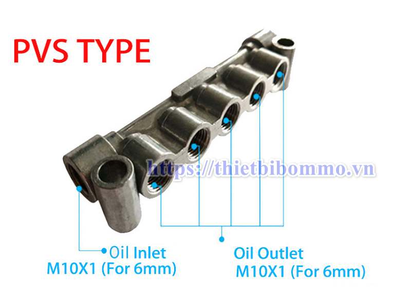 Bộ chia dầu 2-12 cách Aluminuml PVS dành cho hệ thống bôi trơn